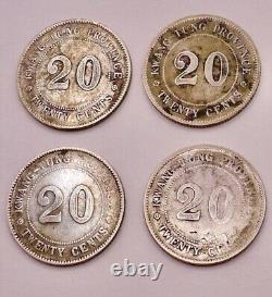 10 Rare 1980 China Kwang-Tung Province 20 CENTS Silver Coin Circulated