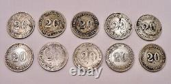 10 Rare 1980 China Kwang-Tung Province 20 CENTS Silver Coin Circulated
