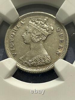 1887 China Hong Kong 10 Silver Cents Queen Victoria NGC AU 53, scarce certified