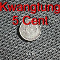 1890-05 China Kwangtung Silver 5 Cent Dragon Coin #0422