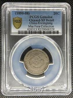 1890-08 China Kwangtung 20 Cents Silver Coin Mas Fera Collection Pcgs Xf-det