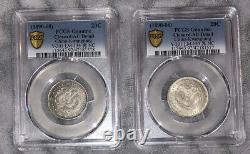 1890-08 China Kwangtung Silver 20 Cents LM-135 PCGS AU- Cleaned lot of (2) coin