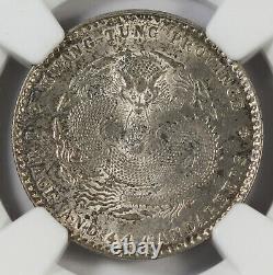 1890-1908 CHINA KWANGTUNG 20 Cent Silver Dragon Coin NGC MS64 L&M-135 Y201 BU