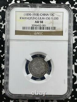 (1890-1908) China Kwangtung 10 Cents NGC AU58 Lot#G1948 Silver