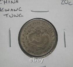 1890-1908 China Kwangtung Dragon 20 Cents silver LM 135 AU