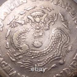 1890 1908 Kirin Province Dragon China Chinese Silver 20 Cents Mace 44 Candareens