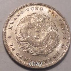 1890 1908 Kwangtung Province Dragon China Chinese Silver 10 Cents 7.2 Candareens
