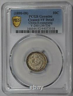 1890 China Kwangtung 10 Cent PCGS VF Y#200