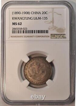 1890 China Kwangtung 20 Cents NGC MS62 Y#201