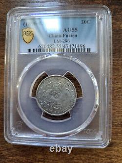 1896 China 20 Cent FUKIEN Silver Coin PCGS AU 55 TOP