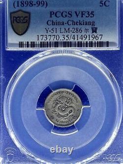 1898-1899 China Chekiang 5 Cent Lm-286 Y-51 Pcgs Vf35