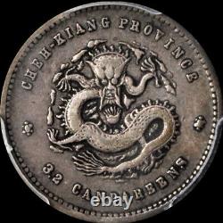 1898-99 China Chekiang 5c 5 Cents Silver Coin Cheh Kiang & 3.2 Pcgs Vf-35