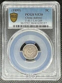 1899 China Anhwei 5c 5 Cents Silver Coin Y-41.1 Lm-209 Pcgs Vf-30