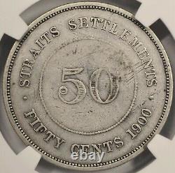1900 Straits Settlements 50 Cents Silver NGC VF KM# 13