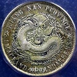 1901 China Kiangnan 20c Silver Dragon Coin Anacs Vf Detail
