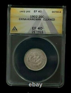 1902 China-Kiangnan 20 Cents 20c ANACS EF40 Details Cleaned