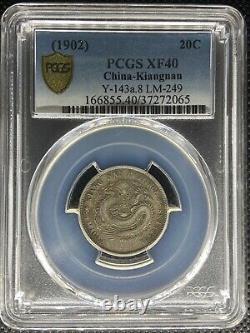 1902 China Kiangnan 20 Cents Silver Coin 44 Candar. Y-143a. 8 Lm-249 Pcgs Xf-40