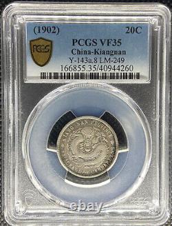 1902 China Kiangnan 20 Cents Silver Coin Y-143a. 8 Lm-249 Pcgs Vf-35