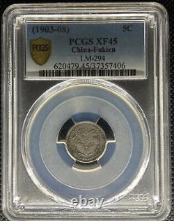 1903-08 China Fukien 3.6 Candareens 5 Cents Coin Lm-294 Y-102.1 Pcgs Xf-45