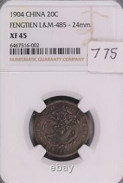 1904 20 Cents Fengtien China Province L&M-485 24mm NGC XF-45 #6-002