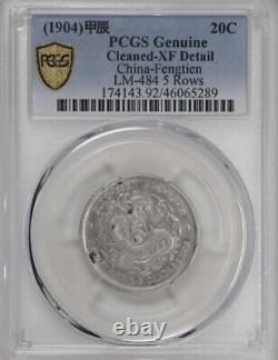 1904 China Fengtien 20C Rare Silver Coin LM-484 5 Rows PCGS XF-Details Cleaned
