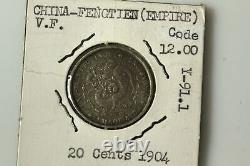 1904 China Fengtien 20 Cents Silver Coin Grades Very Fine (NUM7151)