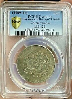 1909 China Yunnan 50 Cent Silver Coin PCGS XF