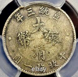 1911 China Empire Dragon 10 Cents 10C $1 LM-41 Y-28. PCGS VF25