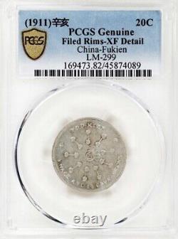 1911 China Fukien 20C Silver Rare Coin LM-299 PCGS XF-Details