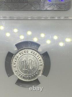 1913 China? Kwangtung 10-C Cent NGC AU 58? NICE LUSTER? RARE DATE