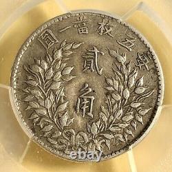 1914 China, Republic, 0.2 Dollar /20 Cents, Yuan Shih-kai, Silver Coin, PCGS XF40