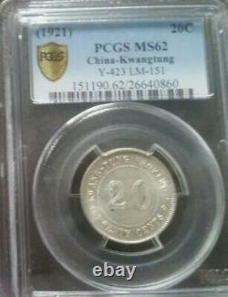 1921 China Kwangtung Silver 20 Cents PCGS-MS62