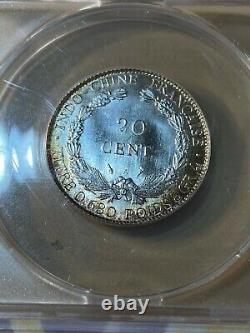 1922-A French Indo-China 20 Cents Graded MS 65 by ANACS