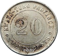 1922 CHINA Kwangtung Province Silver 20 Cents CHINESE Antique Coin i71909