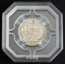 1923, French Indo-China. Beautiful Silver 20 Cents (1/5 Piastre) Coin. GENi M$63