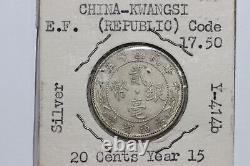 1926 China Kwangsi Republic 20 Cents Silver Coin Grade Extremely Fine (CHINA254)