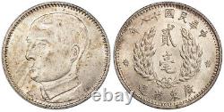 1929, China, Kwangtung Province. Silver 20 Cents Sun Yat-Sen Coin. PCGS MS-62
