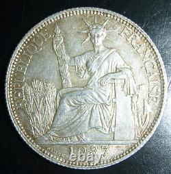 1937 FRENCH INDO-CHINA Antique Silver 20 Cent Coin France Republic C. 042