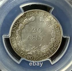 1937 French Indo China 20Cent PCGS MS64 Sliver Coin. (#485)