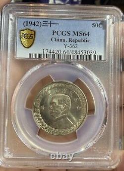 1942 China 50 Cent Y-362 Pcgs Ms64