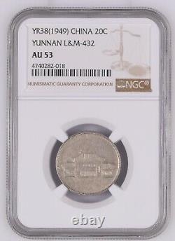 1949 China Yunnan 20 Cent Y-493 LM-432 NGC AU53