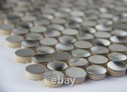 3D penny round stainless steel metal mosaic tile kitchen backsplash decorative