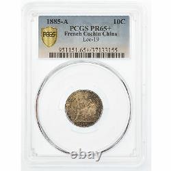 #489681 Coin, FRENCH COCHIN CHINA, 10 Cents, 1885, Paris, PCGS, PR65+, Silver