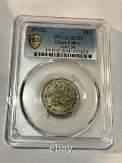 CD(1923) China, Fukien / Fookien Province, 20 Cents Silver Coin, PCGS AU50, RARE