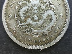 CHINA 1895. Hupeh. 7.2 Candareens (10 Cents) Silver Coin