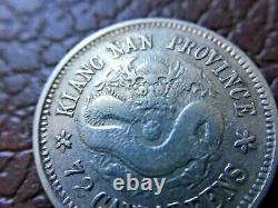 CHINA 1898. Kiang Nan Province Silver Coin 7.2 Candareens 10 Cents