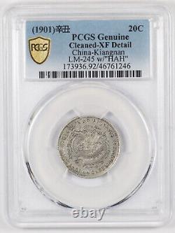 CHINA 1901 Silver Coin Dragon Kiangnan 20 Cent PCGS XF
