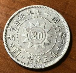 CHINA 1928 Fukien 20 Cents Silver Coin Circulated