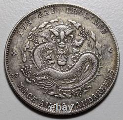 CHINA EMPIRE YUNNAN (1909-11) 50 Cents LM-426 K-176b 9 Flames silver coin