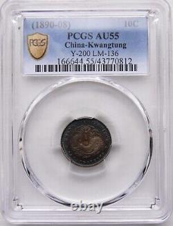 CHINA. Kwangtung. 10 Cents. 1890-08. PCGS AU55. Super Toning